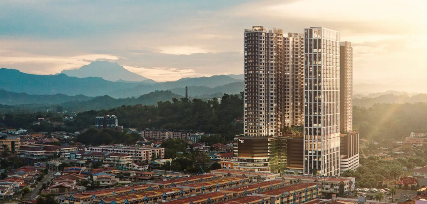 The Logg Luyang mixed-use lifestyle development in Kota Kinabalu, Sabah, featuring residences, offices, hotel, and shopping mall in one integrated hub.